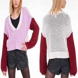 Wildfox Beverly Colorblock Loose Knit Sweater Small